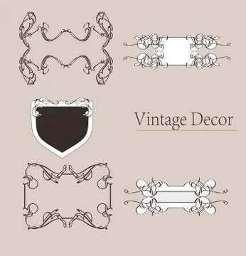 Vector Set of Calligraphic Design Elements and Page Decoration Dividers Stock Illustration