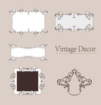 Vector Set of Calligraphic Design Elements and Page Decoration Dividers 스톡 일러스트