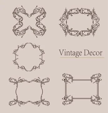 Vector Set of Calligraphic Design Elements and Page Decoration Dividers Illustrazione stock