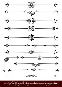 Vector set of calligraphic design elements and page decor Illustrazione stock