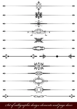 Vector set of calligraphic design elements and page decor Illustrazione stock