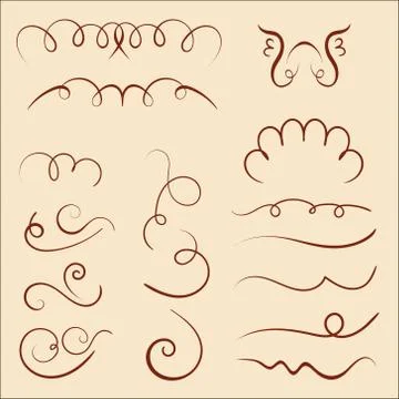 Vector set of calligraphic design elements Stock Illustration