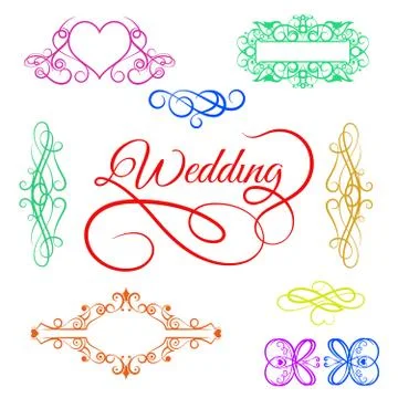 Vector set: calligraphic elements and page decoration Stock Illustration