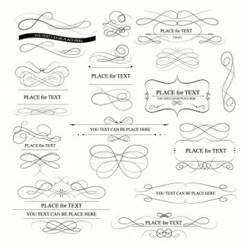 Vector set of calligraphic elements for design. Calligraphic vector イラスト素材