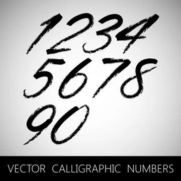 Vector set of calligraphic marker or ink numbers Stock Illustration