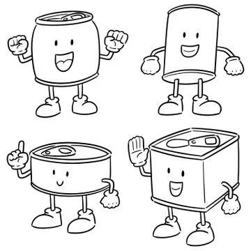 Vector set of can cartoon Stock Illustration