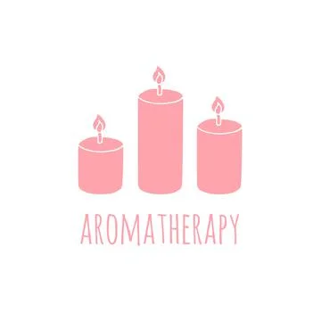 Vector set of candle and aromatherapy lettering Stock Illustration