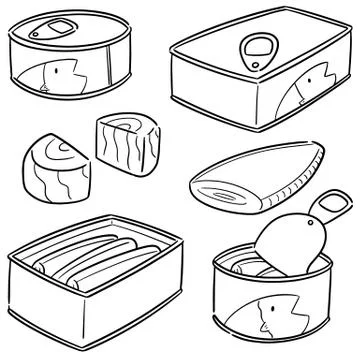 Vector set of canned fish Stock Illustration