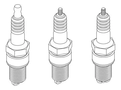Vector set of car different spark plugs 스톡 일러스트