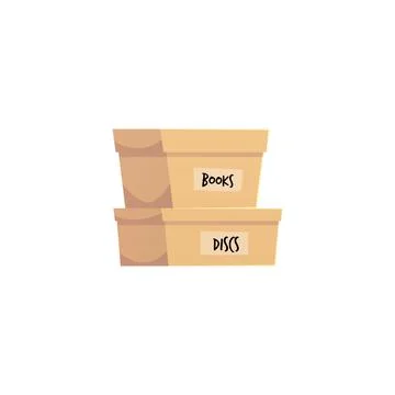 Vector set of cardboard boxes with a closed lid and a label for delivery Stockillustratie