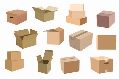 Vector set of cardboard boxes Illustrazione stock