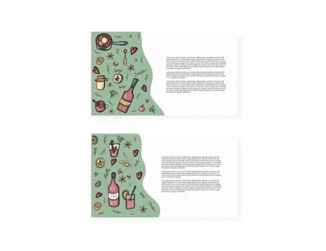 Vector set of cards with mulled wine elements and objects. Template compositi Illustrazione stock