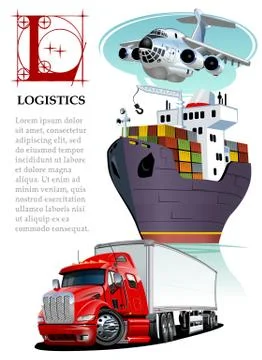 Vector set of cartoon cargo transport. Logistics mockup Stock Illustration