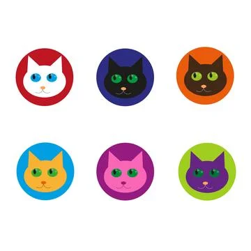 Vector set with cartoon cat icons. Stock Illustration