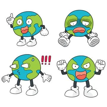 Vector set of cartoon earth Stock Illustration