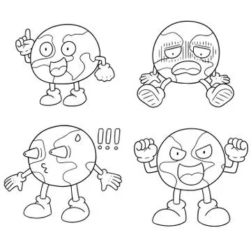 Vector set of cartoon earth Stock Illustration