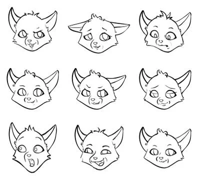 Vector set cartoon emotion of fox Stock Illustration