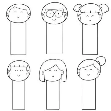 Vector set of cartoon face bookmark Stock Illustration