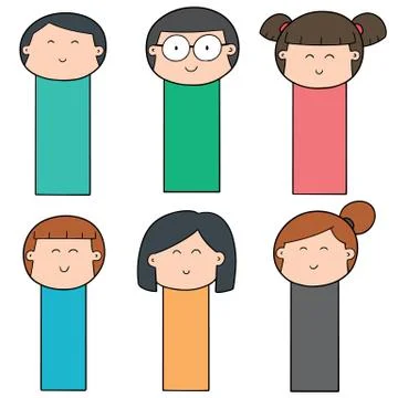 Vector set of cartoon face bookmark Stock Illustration