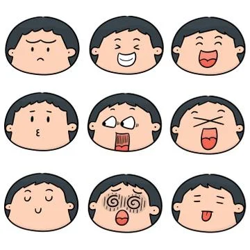 Vector set of cartoon face Stock Illustration