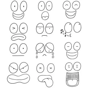 Vector set of cartoon face Stock Illustration
