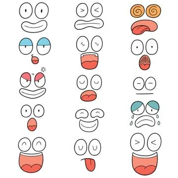 Vector set of cartoon face Stock Illustration