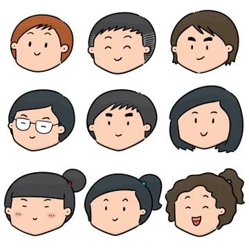 Vector set of cartoon face Stock Illustration