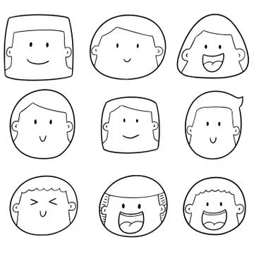 Vector set of cartoon face Stock Illustration