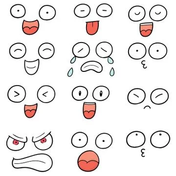 Vector set of cartoon face Stock Illustration