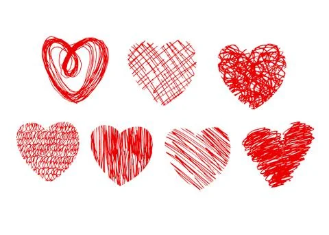 Vector set of cartoon hearts Stock Illustration