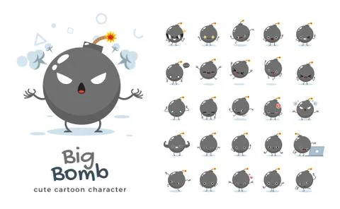Vector set of cartoon images of Big Bomb. Vector Illustration. Stock Illustration