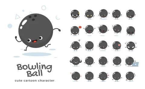 Vector set of cartoon images of Bowling Ball. Vector Illustration. Stock Illustration