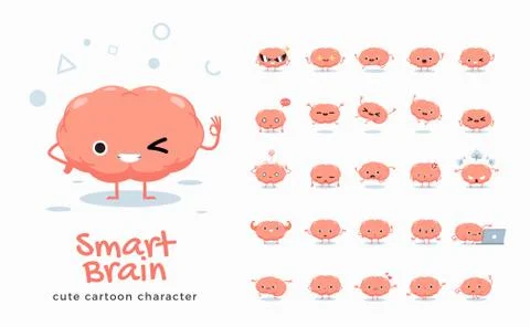 Vector set of cartoon images of Brain. Vector Illustration. Stock Illustration