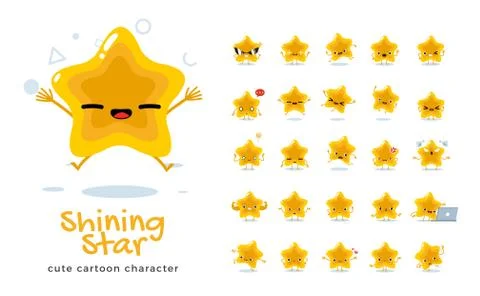 Vector set of cartoon images of Star. Vector Illustration. Stock Illustration