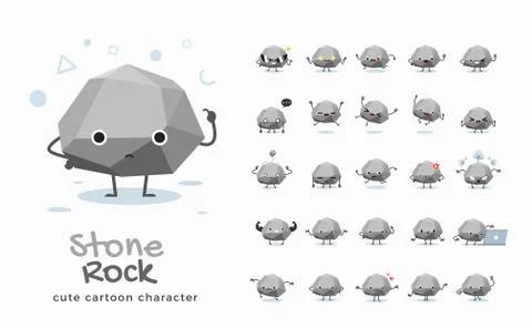Vector set of cartoon images of Stone. Vector Illustration. Stock Illustration