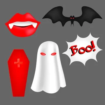 Vector set of cartoon objects for Halloween Illustrazione stock