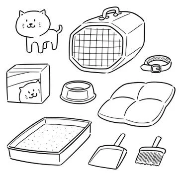 Vector set of cat accessories Stock Illustration