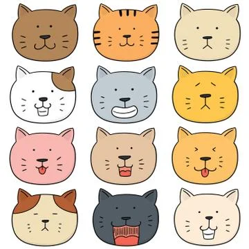 Vector set of cat face Stock Illustration