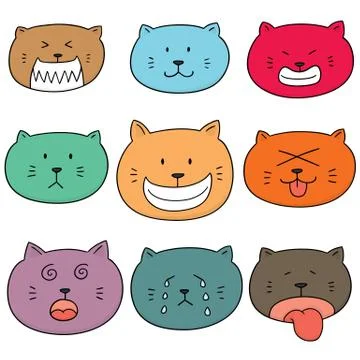 Vector set of cat face Stock Illustration