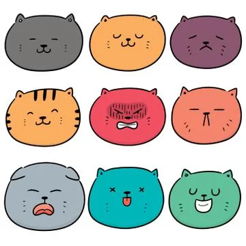 Vector set of cat face Stock Illustration