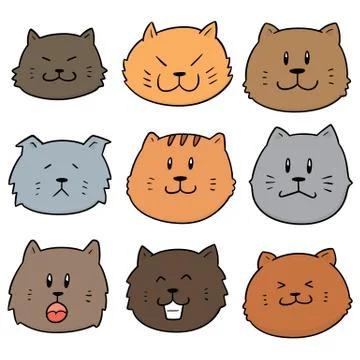 Vector set of cat face Stock Illustration