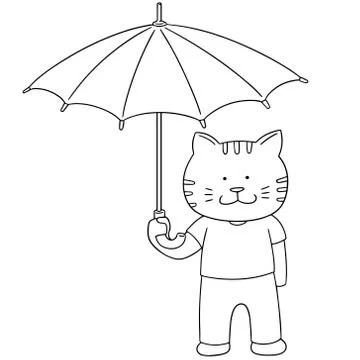 Vector set of cat hold umbrella Stock Illustration