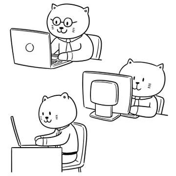 Vector set of cat office worker Stock Illustration