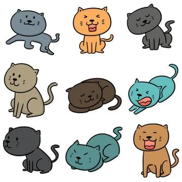 Vector set of cats Stock Illustration