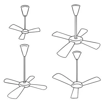 Vector set of ceiling fan Stock Illustration
