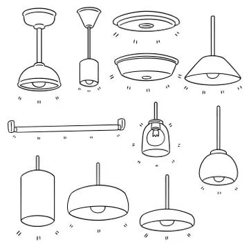 Vector set of ceiling lamp Stock Illustration