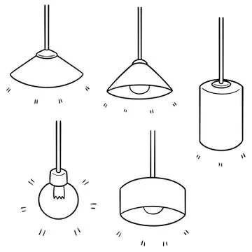 Vector set of ceiling lamp Stock Illustration