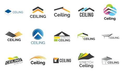 Vector set of ceiling logos and stretch ceilings Stock Illustration