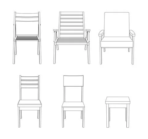 Vector set of chairs front view Stock Illustration