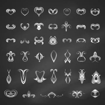 Vector set of chalk ornate page decorations and dividers. Stock Illustration